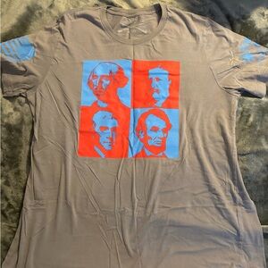 Grunt Style Gray T-Shirt with Red and Blue Graphic